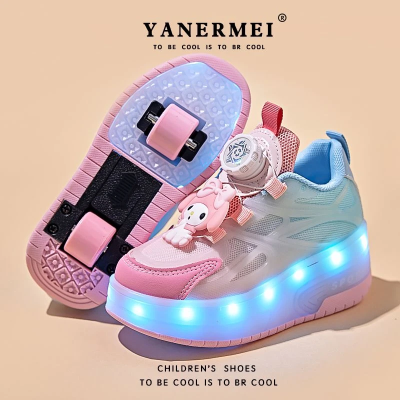 暴走鞋女童2024新款夏季男童溜冰鞋小学生双轮滑轮鞋儿童发光灯鞋