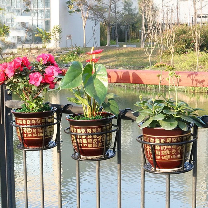 T092盆栽植物室内阳台养花架吊兰花盆架栏杆花架挂墙绿植花架简约