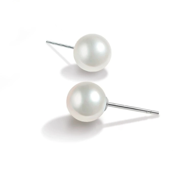 D10极光正圆10-11mm淡水珍珠耳钉女王妃款925高级感耳环气质耳钉