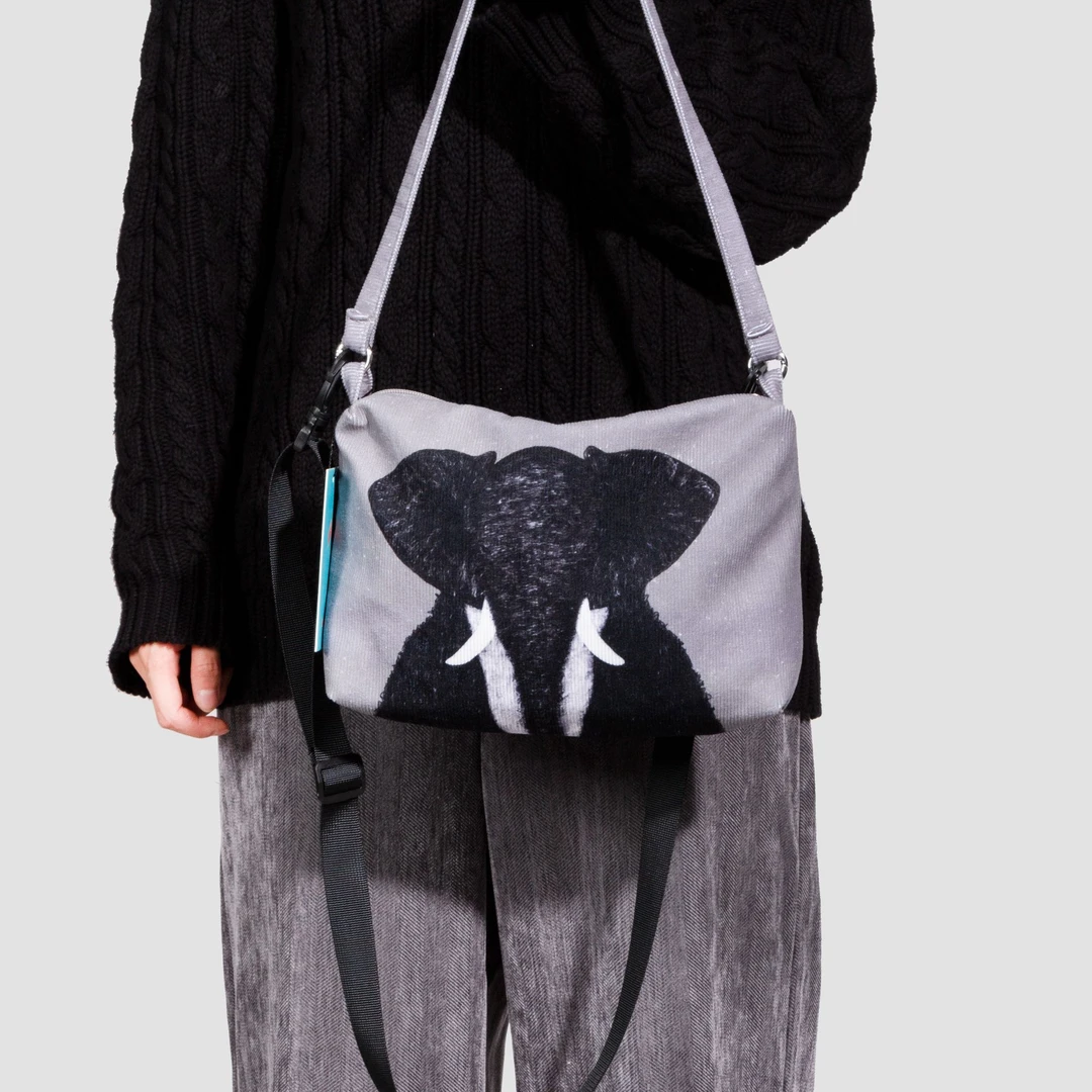 无则艺【子母方包】大象这家布包很艺术|原创斜挎包个性印花子母包