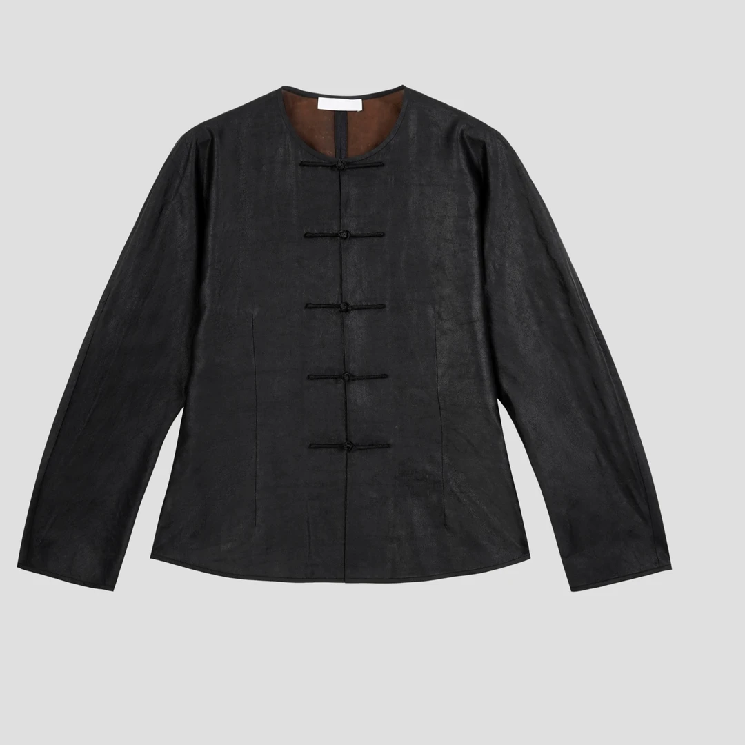 【莨绸系列】圆领盘扣新中式女士香云纱衬衫气质上衣