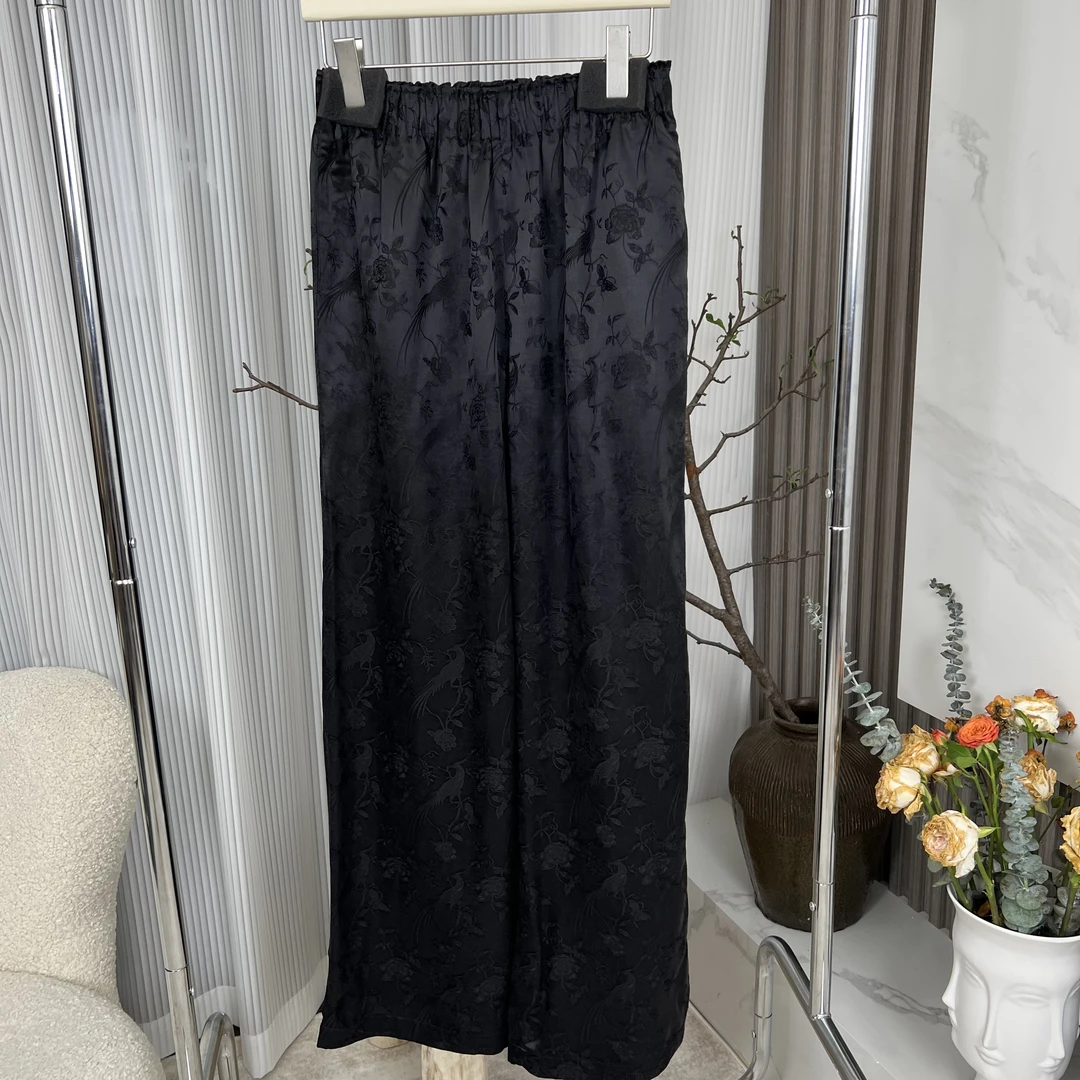 珍藏系列重磅提花浮雕阔腿裤