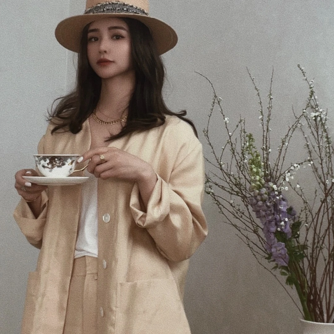 自然极简 高品质亚麻V领西装外套