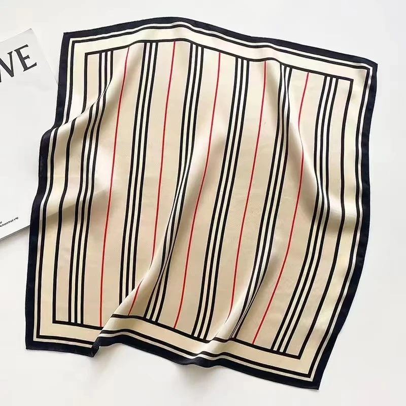 100%桑蚕丝【53米色条纹】53方巾单面真丝丝巾时尚百搭女士气质A036