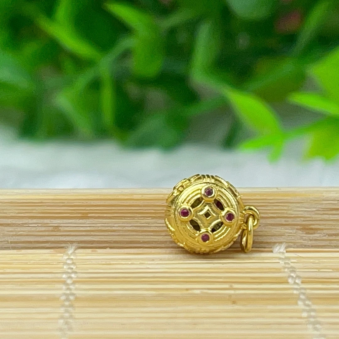 吊坠925银 【萌宝饰品】B285金色花好月圆吊坠款8*5.5mmDIY配件挂坠