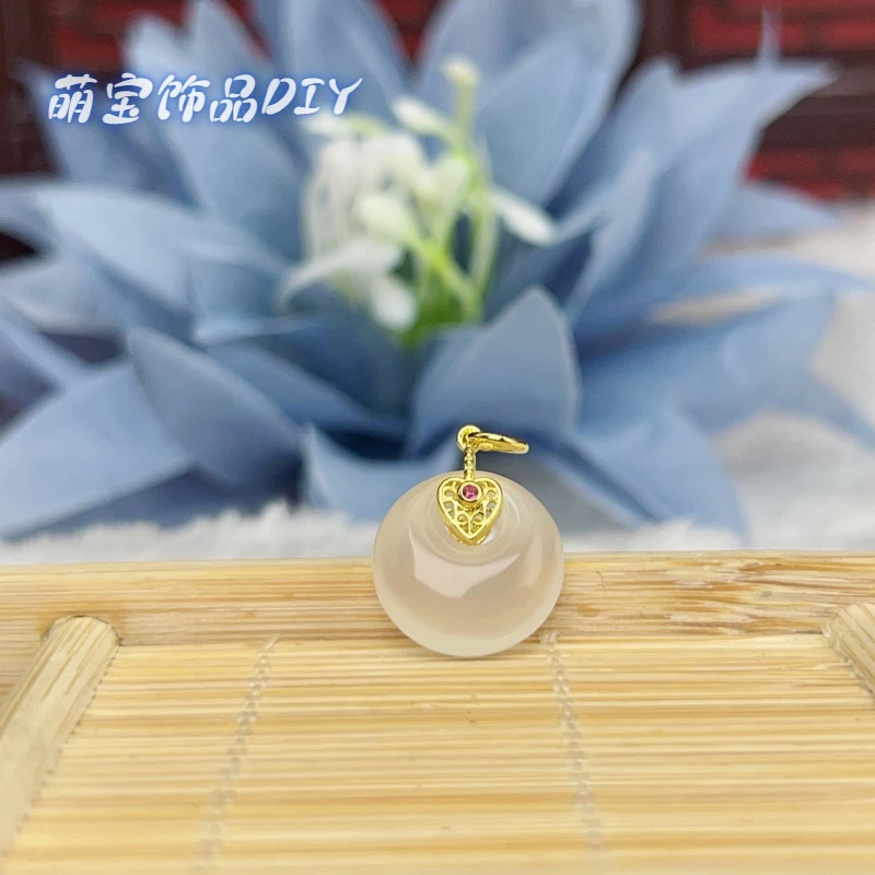 【萌宝饰品】白玛瑙新款公主扣吊坠款14mm手串DIY配件