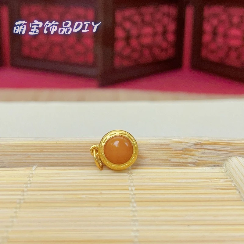 【萌宝饰品】B69 蜜蜡圆形蛋面老蜡滴流款8*5mm手串配件时DIY配饰