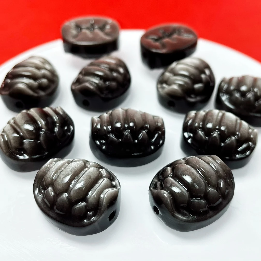 【萌宝饰品】A321银耀石龟甲通孔天然时尚手串DIY配饰精美百搭男士