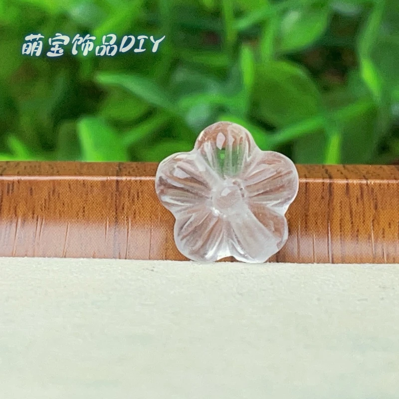 【萌宝饰品】A163白水晶五瓣花通孔款14*7mm晶透简约DIY配件