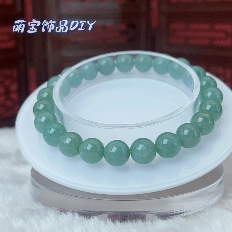 【萌宝饰品】蓝水翡翠圆珠单圈手串8-10mm素圈福利回馈款