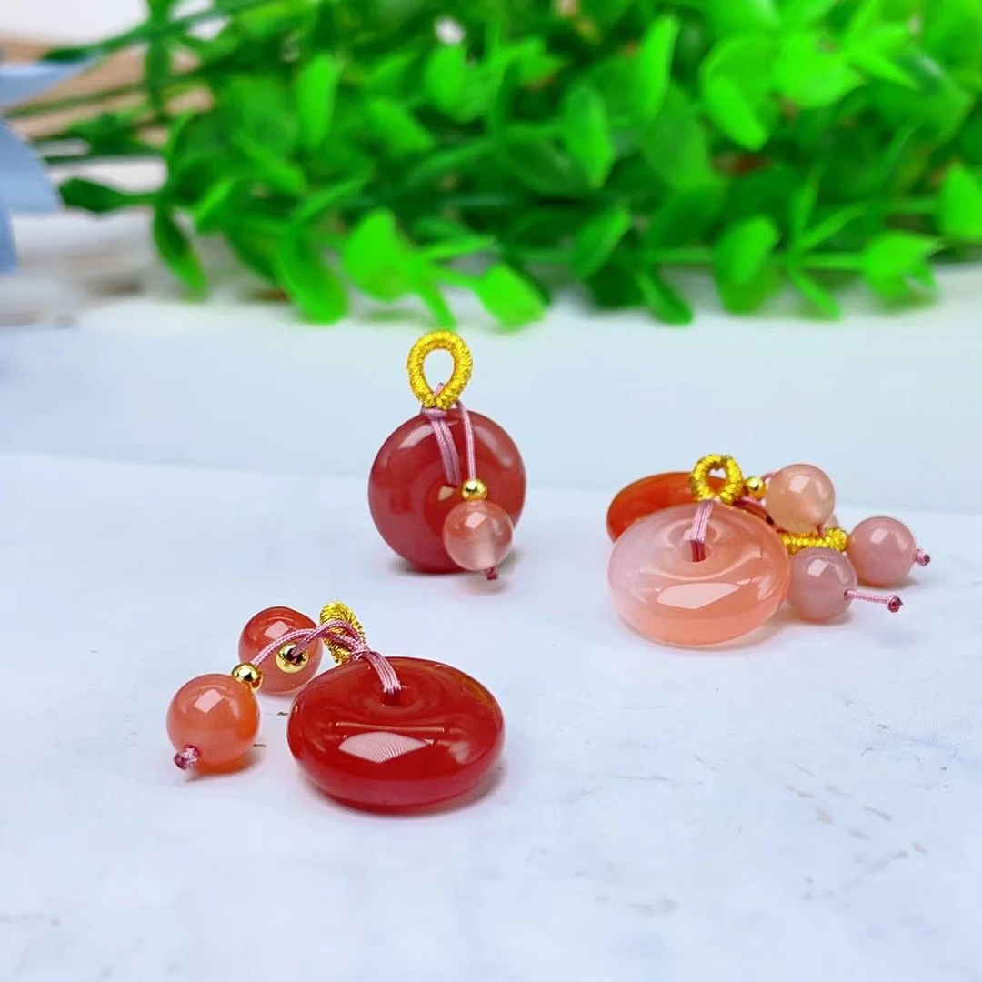 【萌宝饰品】A93 天然源盐玛瑙平安扣吊坠手工编绳滴流 DIY约15.8mm