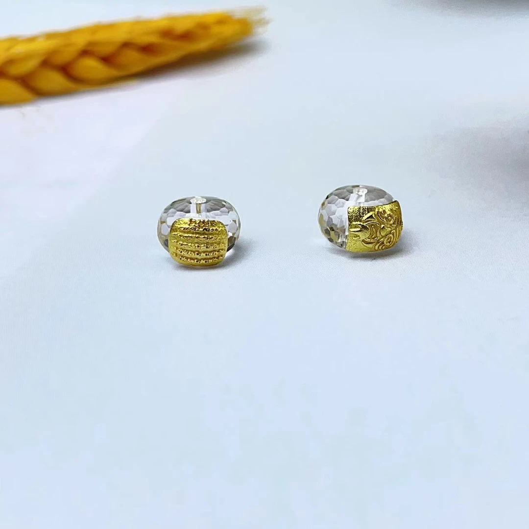 【萌宝饰品】A183白水晶算盘珠带五条经扎基拉姆通孔款8*6mmDIY配件