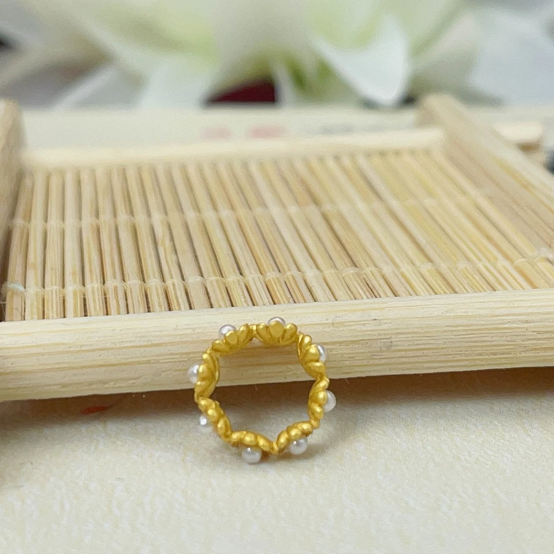 【萌宝饰品】B365金色隔珠珍珠大花环10mm 手串隔环