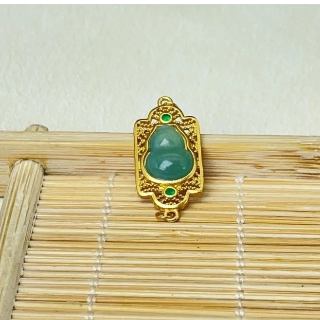 925银【萌宝饰品】B49蓝水翡翠葫芦手牌款11*24mm镶嵌时DIY手串配饰