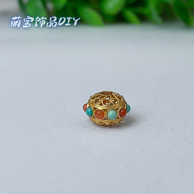 【萌宝饰品】B484松松南红镂空隔环7*10mm镶嵌DIY配件多样性发一