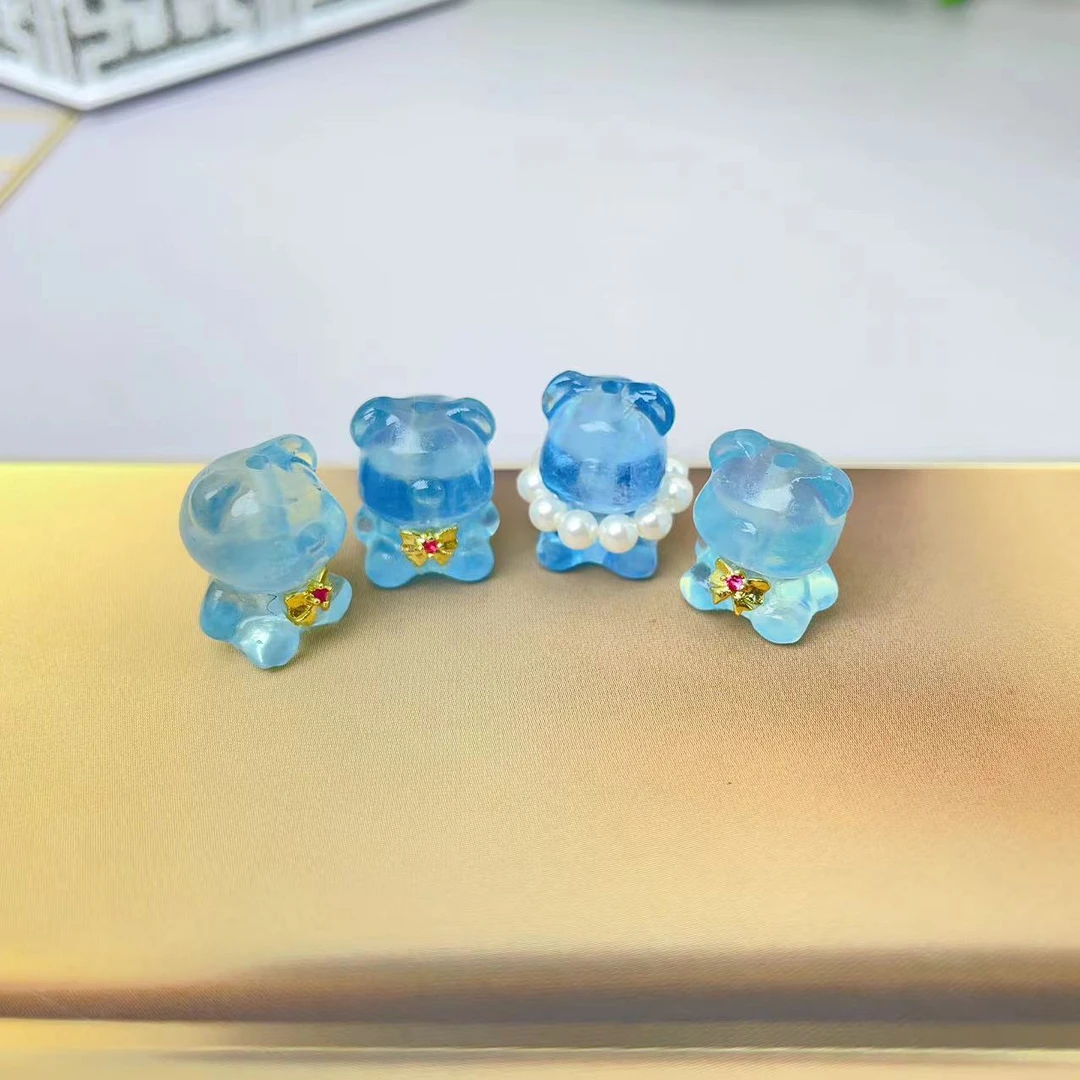 【萌宝饰品】海蓝宝珍珠小熊蝴蝶结上下通孔款12*16mm多样性发其一