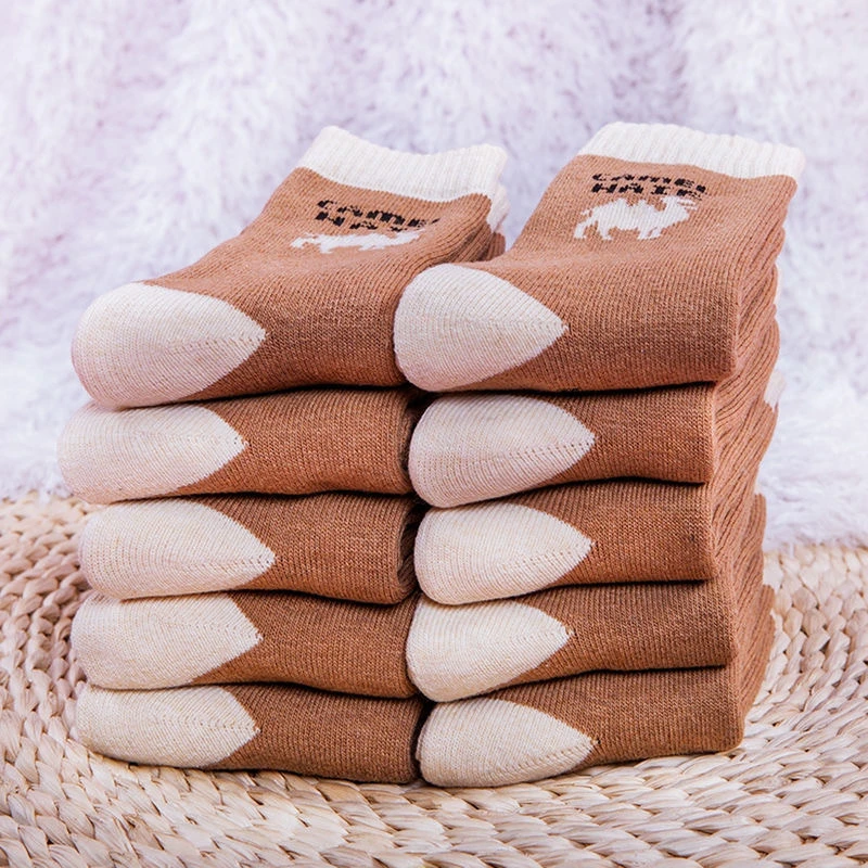 驼色袜子男女加厚冬天爸爸妈妈保暖袜驼加绒老人保暖毛圈袜中筒袜