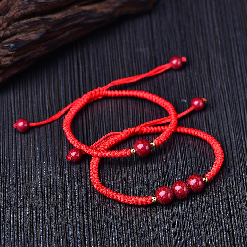 含辰砂工艺品高含量朱砂紫金砂幸运珠手编绳款