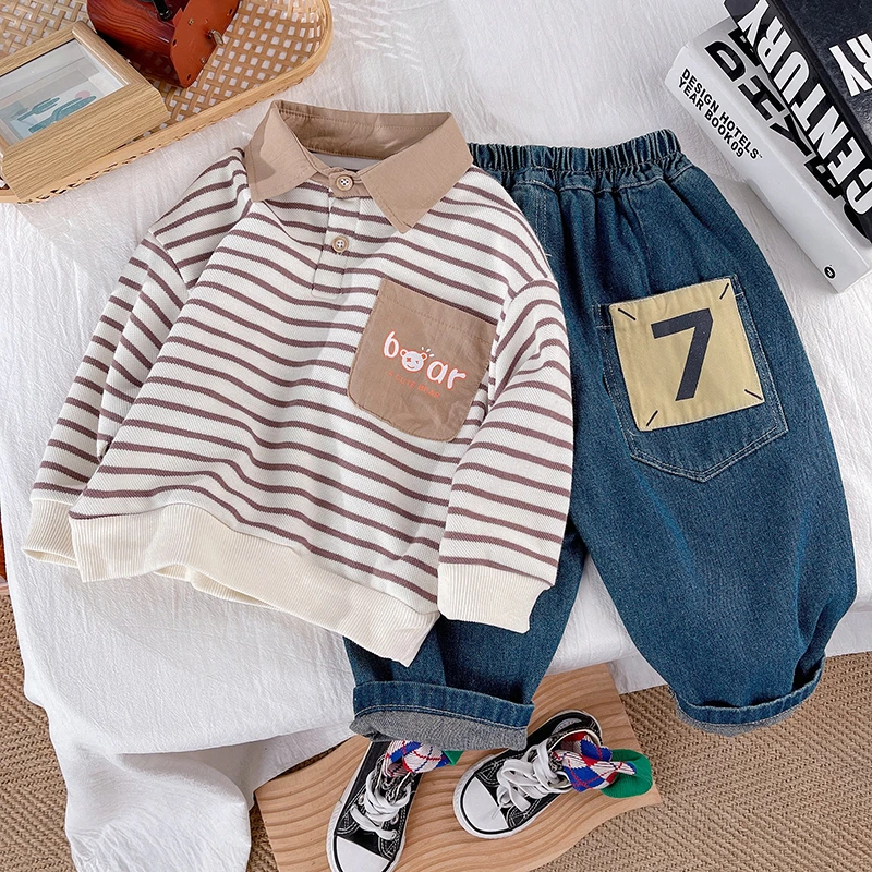 男童POLO衫儿童春秋时尚卫衣小童长袖洋气翻领卫衣男孩长袖POLO衫