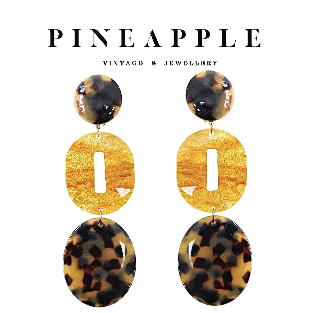 合金耳饰 菠萝中古FB耳夹LK7331