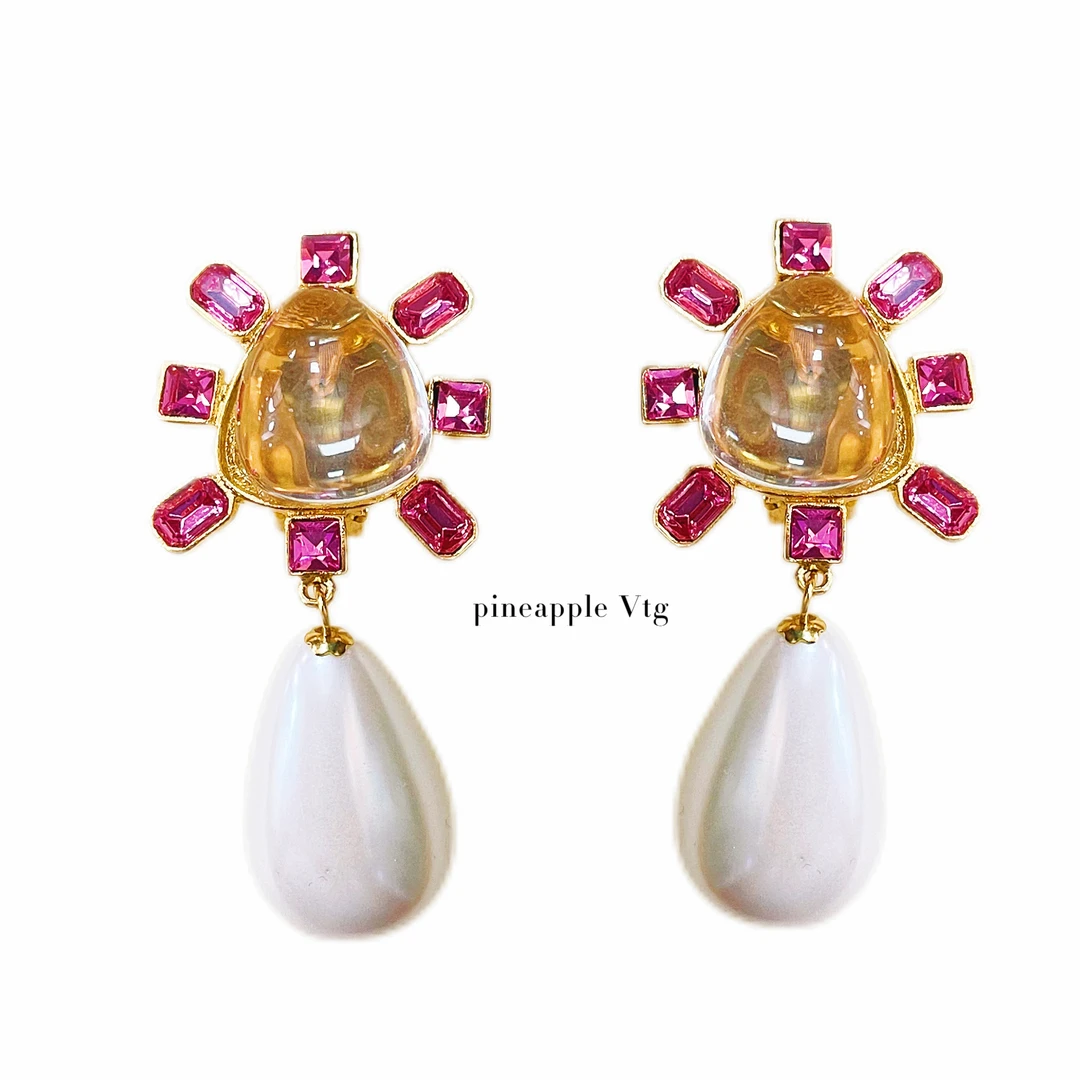 合金耳饰 菠萝中古KJL耳夹LK000306