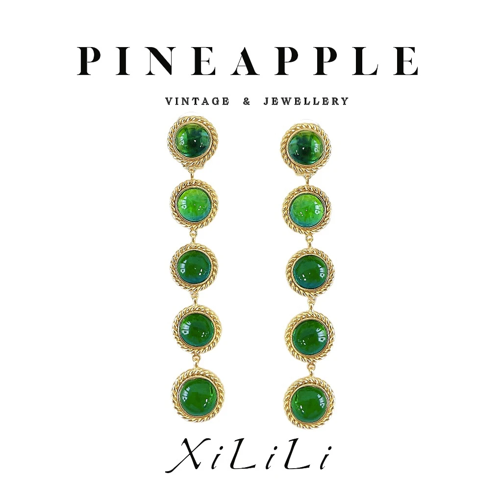 合金耳饰 菠萝中古栖璃XiLiLi耳环LK7636