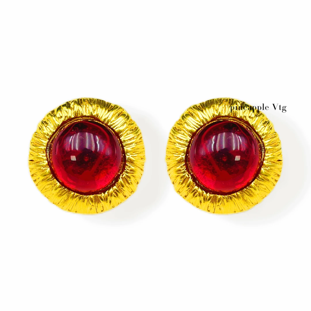 合金耳饰 菠萝中古KJL耳夹LK000212