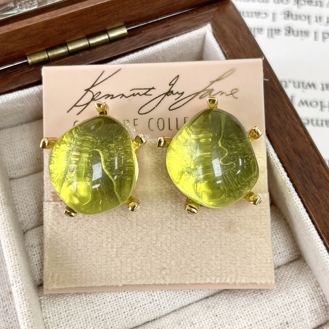 合金耳饰 菠萝中古KJL耳夹LK3389