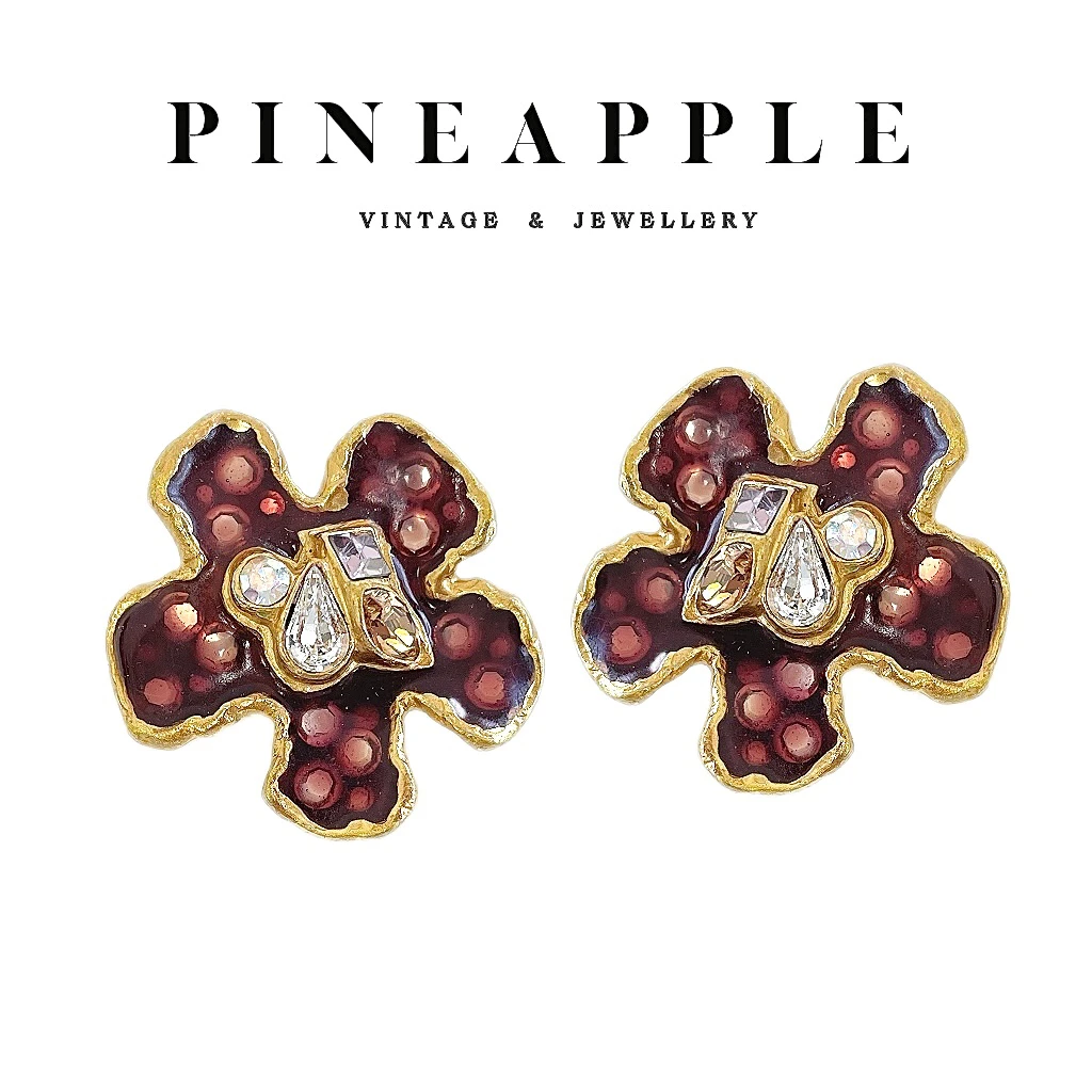 合金耳饰 菠萝中古拉胯耳夹LK6697