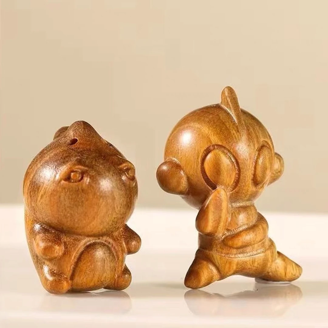 绿檀木奥特曼打怪兽手机链卡通个性设计奥特曼与怪兽情侣款送朋友