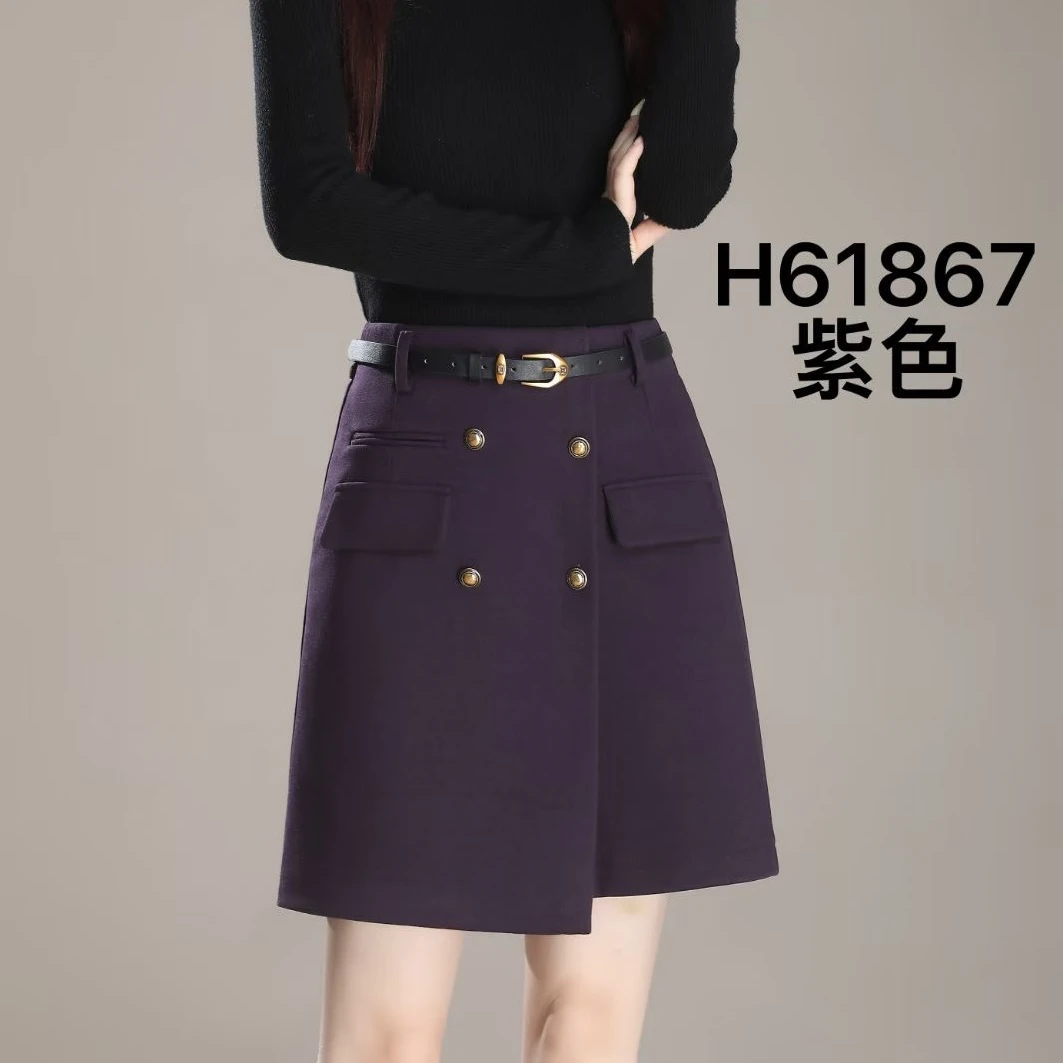 彬彬严选气质款冬季短款半身裙裙长45cm紫色送腰带61867