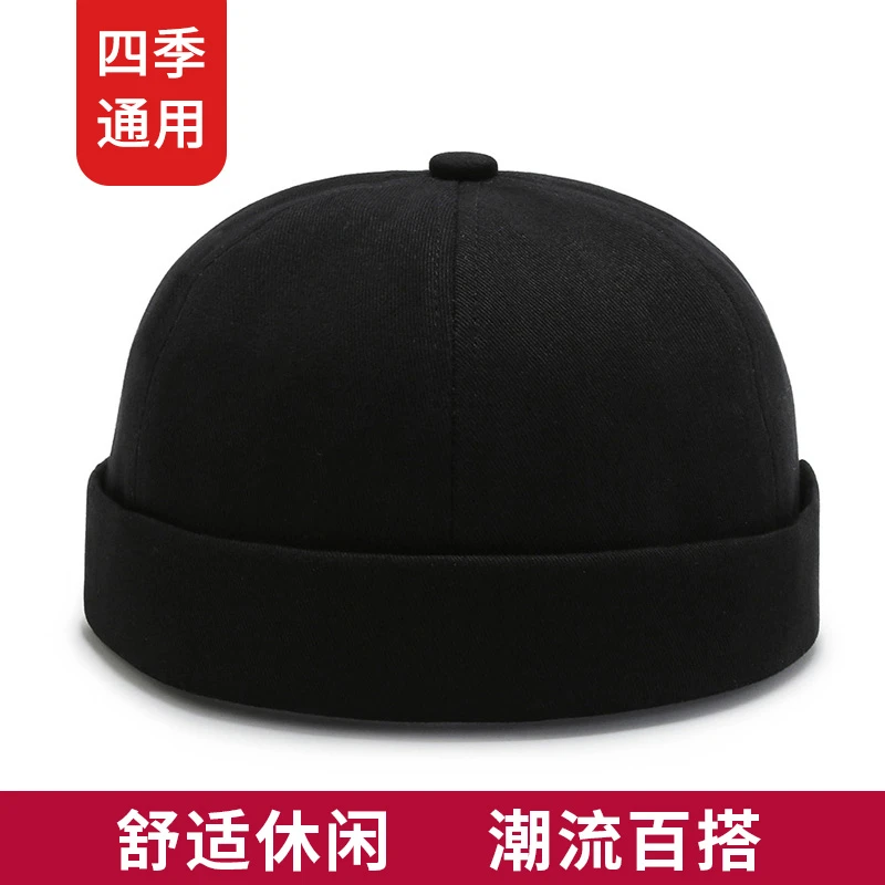 地主帽男士四季款透气遮阳女西瓜帽纯色百搭瓜皮帽潮酷嘻哈帽出行