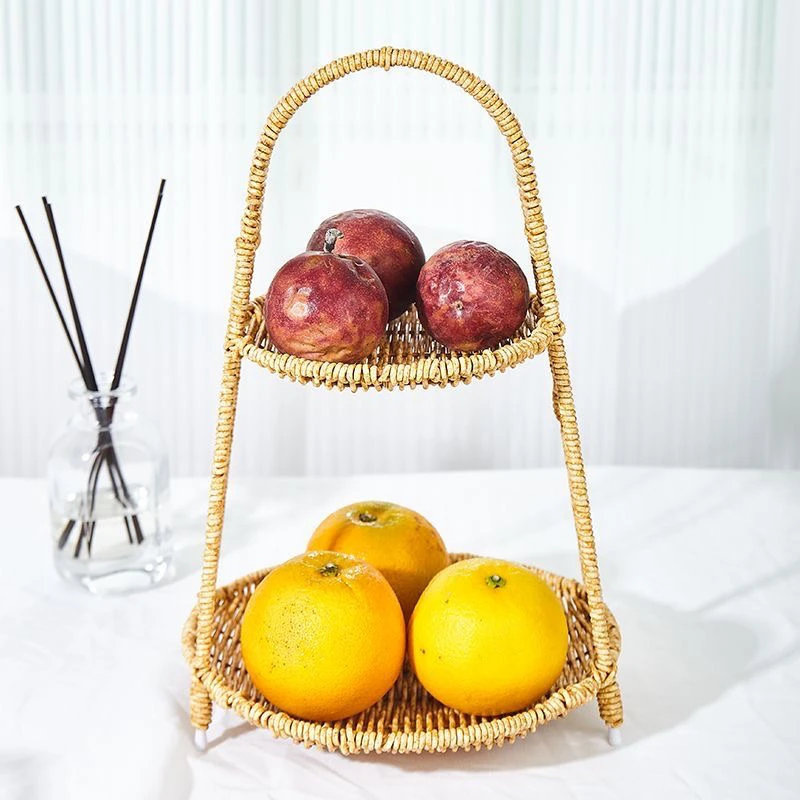 两层水果点心干果篮