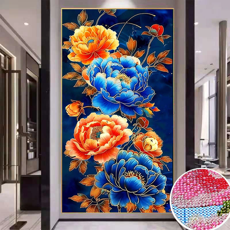 【炫彩玻璃珠绣】国潮插画牡丹穿珠绣十字绣国色牡丹珠子全珠串珠绣