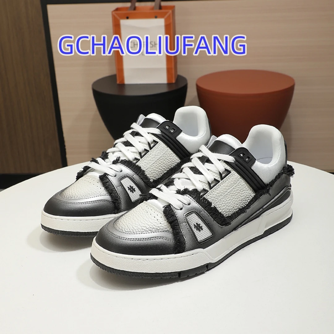 百搭休闲板款2025秋季复古运鞋男鞋时尚潮鞋潮流黑白厚底休闲鞋