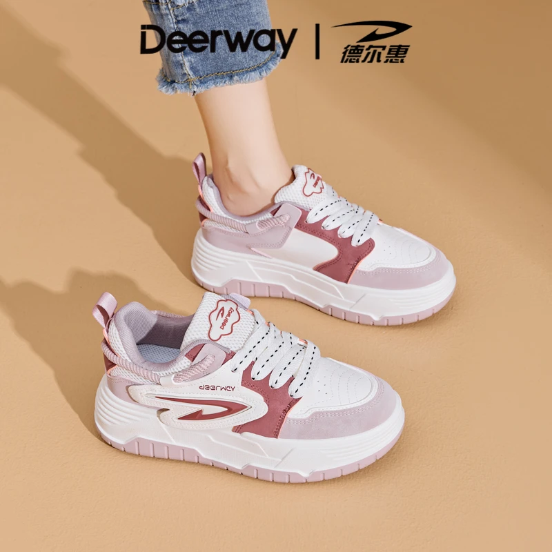 德尔惠正品女鞋春季休闲鞋2025新款爆款百搭运动小白鞋板鞋子3814