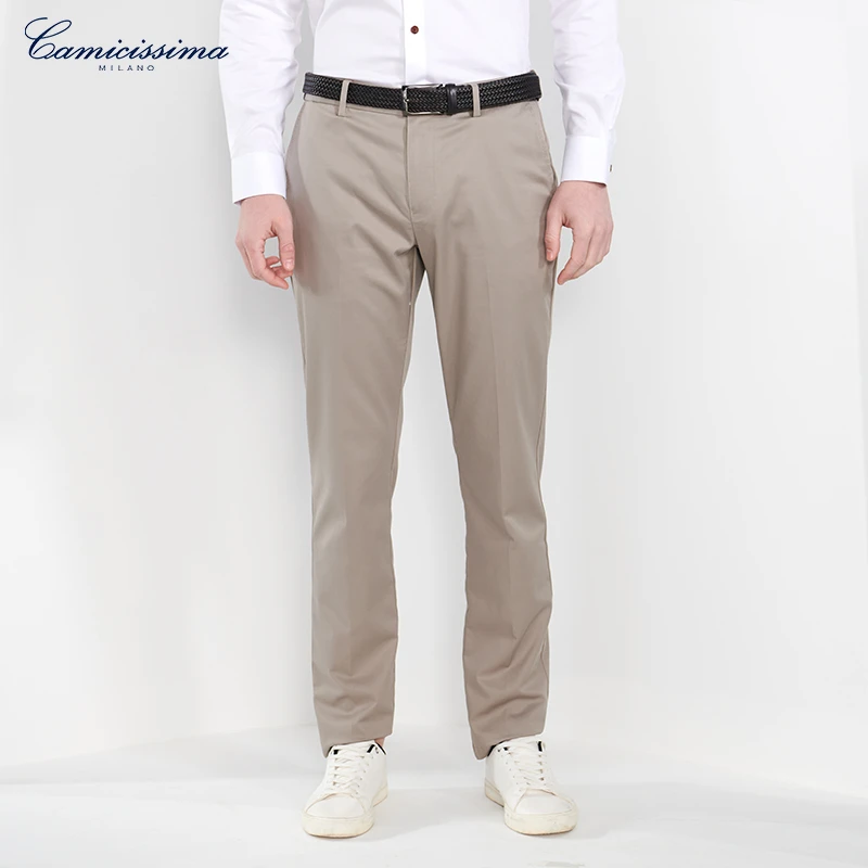 恺米切免烫直筒长裤 商务男士休闲裤舒适百搭夏季透气浅卡其色