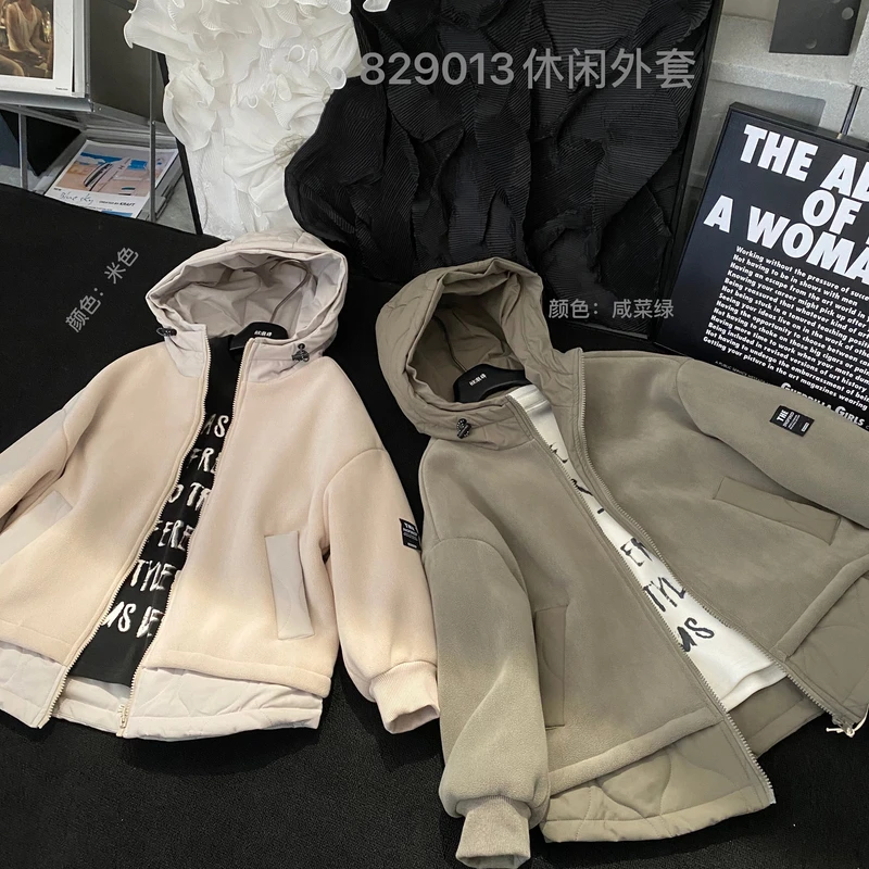 【潮牌外套】2024冬季男女中大童外套韩版奥粒绒连帽儿童上衣829013
