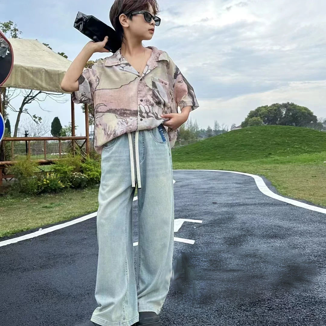 【H93潮牌牛仔裤】中大童2024夏季新款儿童裤子洋气薄款休闲裤26197