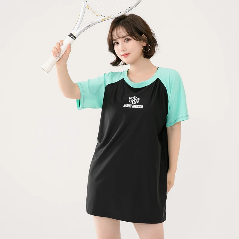大码泳衣宽松罩衫三件套防晒水上乐园休闲泳衣夏季中长款大码7XL