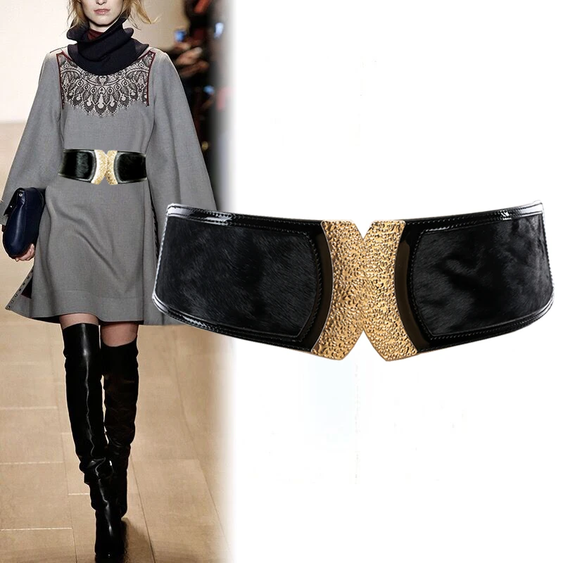 大衣宽腰封女外搭时尚百搭松紧腰带收腰毛衣装饰配羽绒服裙子束腰