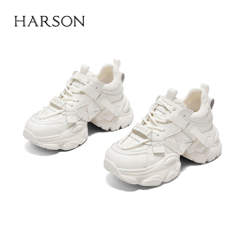 Harson/哈森时尚透气厚底老爹鞋秋季新款潮流ins百搭网面女鞋