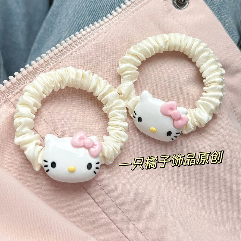 可爱粉色肠圈hellokitty头绳发饰系少女kT猫卡通发饰发圈小皮筋