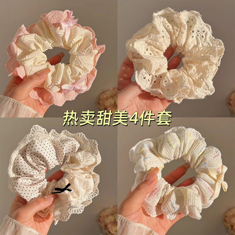 韩系蕾丝发圈2024高级感头发绳百搭花边头绳橡皮筋发饰女大肠发圈
