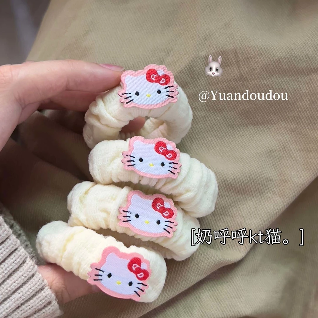 可爱小猫毛绒白发圈KT猫秋冬发绳少女心ins发饰学生软萌马尾皮筋