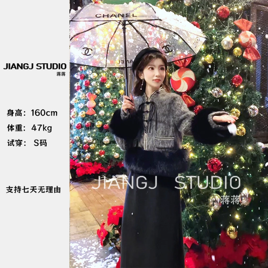 新中式国风女装套装裙富家千金高级感夹棉加厚小香风两件套女冬装