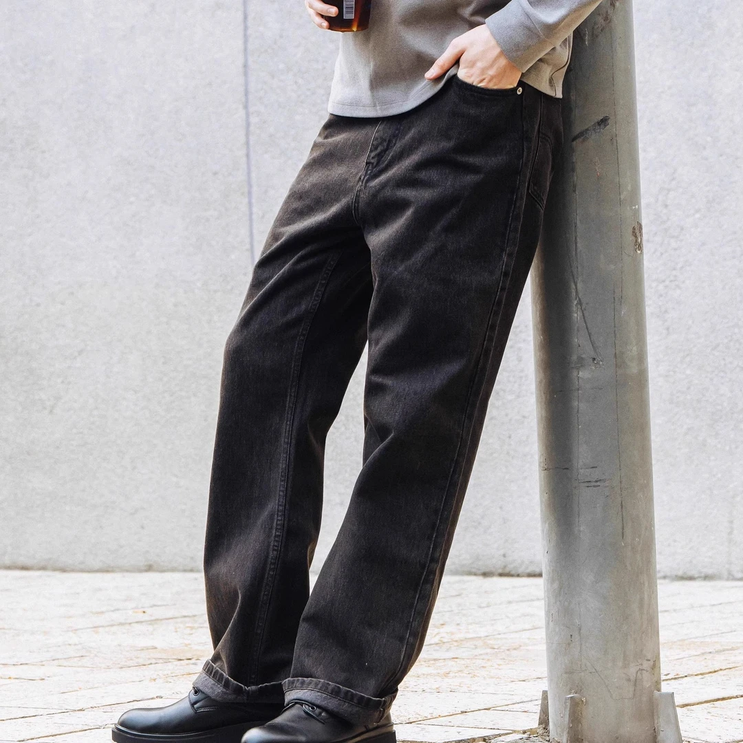 UTIMUS黑色水洗牛仔裤517微喇美式复古bootcut中腰康龙面料12.5oz