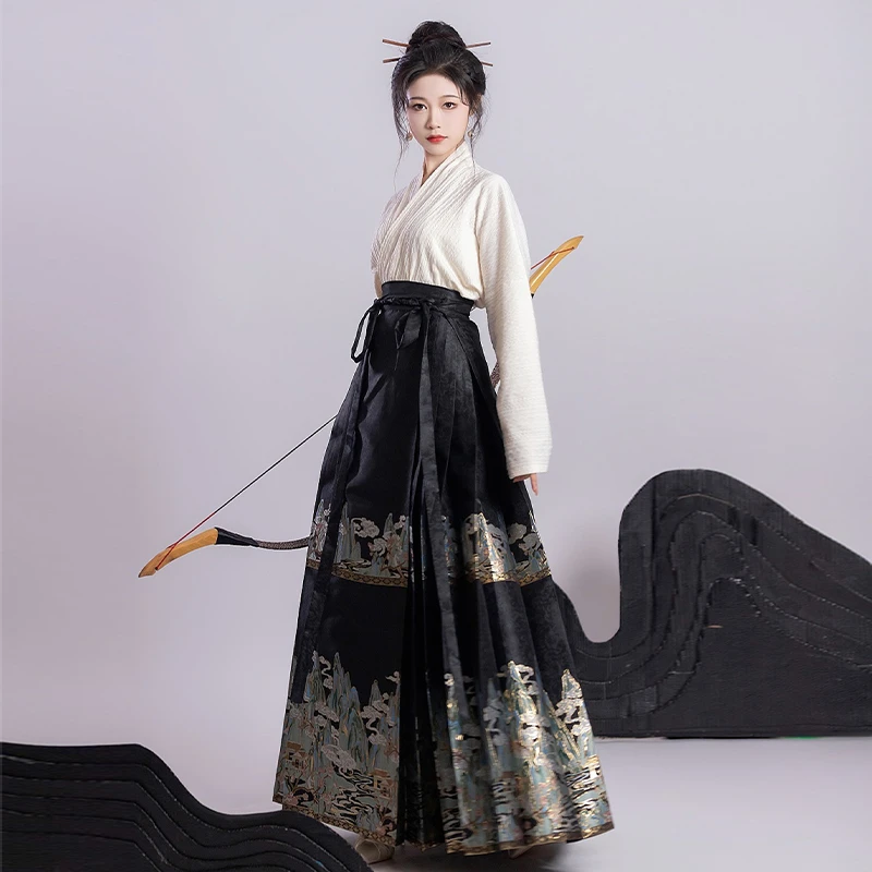 五五年千里江山马面裙织金仿妆花日常百搭中国风显瘦敬酒服新娘