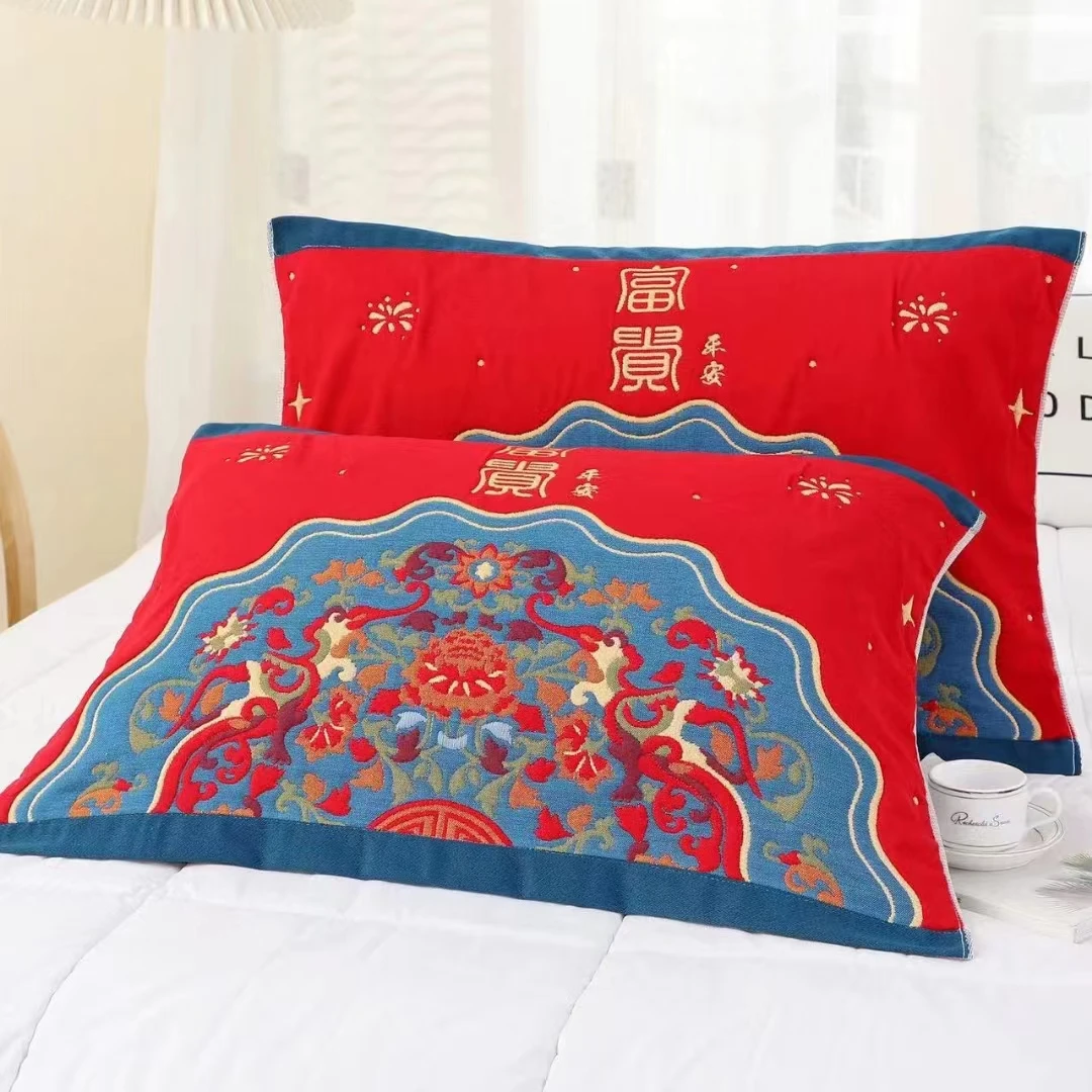 清仓【新疆包邮】加大加厚纯棉纱枕巾一对家用情侣枕头巾高档透气