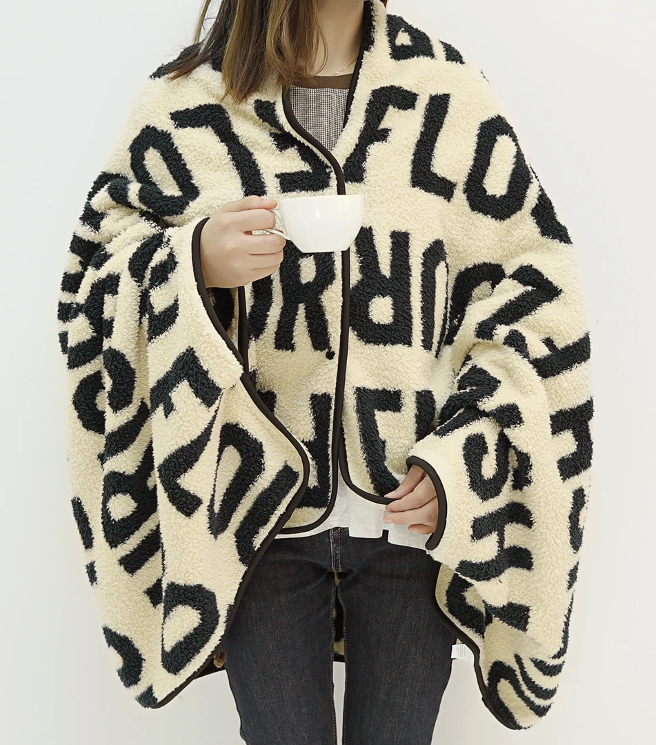 【披肩】英文字母滚边披肩午休毯出行披肩